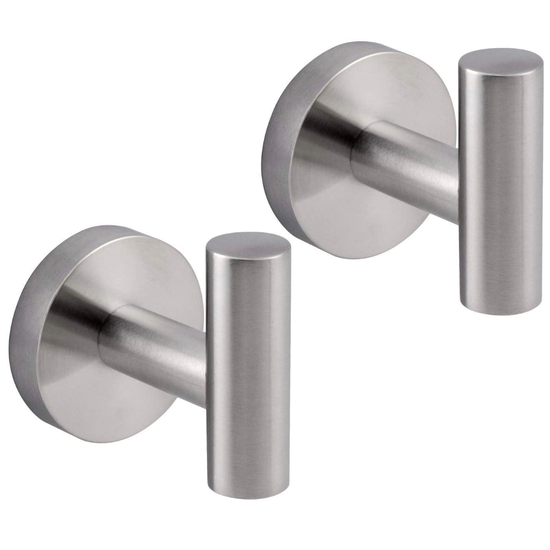 GERZ Bathroom Towel Hook SUS 304 Stainless Steel Single Coat/Robe Clothes Hook for Bath Kitchen Contemporary Hotel Style Wall Mounted 2 Pack Brushed Finish
