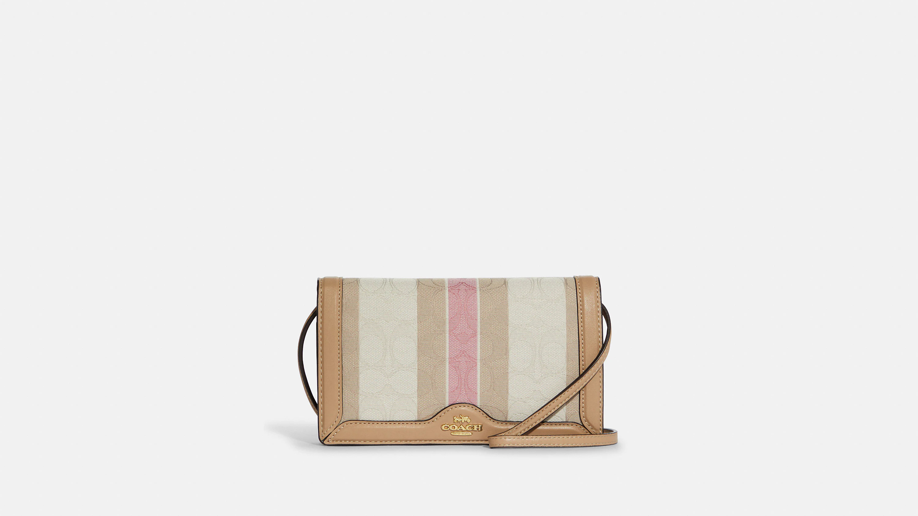 Anna Foldover Clutch Crossbody In Signature Jacquard With Stripes