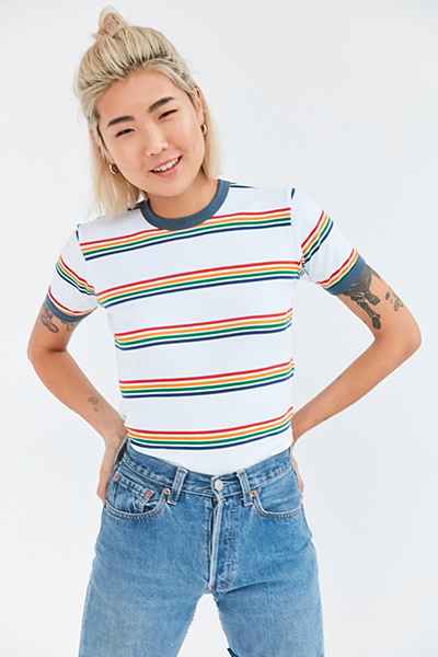Truly Madly Deeply Jewel Striped Ringer Tee