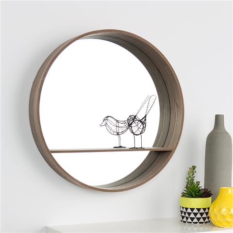 Round Mirror with Shelf