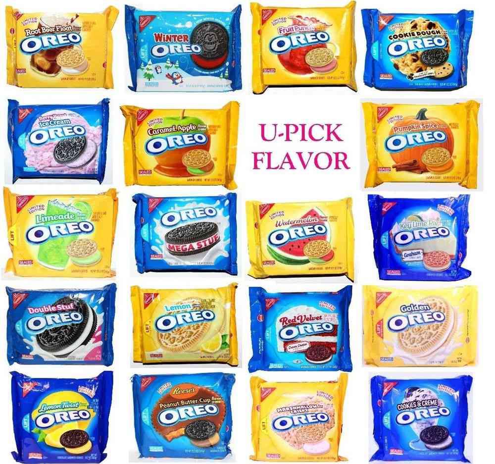 Variety of flavoured oreos
