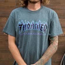 Thrasher Magazine Dark Heather Flame Logo T-Shirt