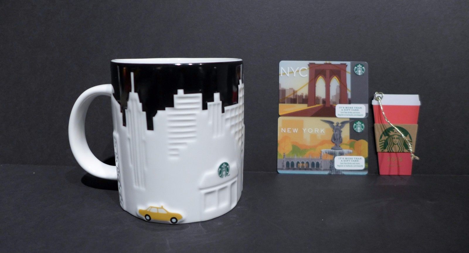 Starbucks New York Coffee Mug Cup Nyc Skyline Taxi Black White Re