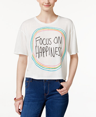 Mighty Fine Juniors' Cropped Graphic T-Shirt