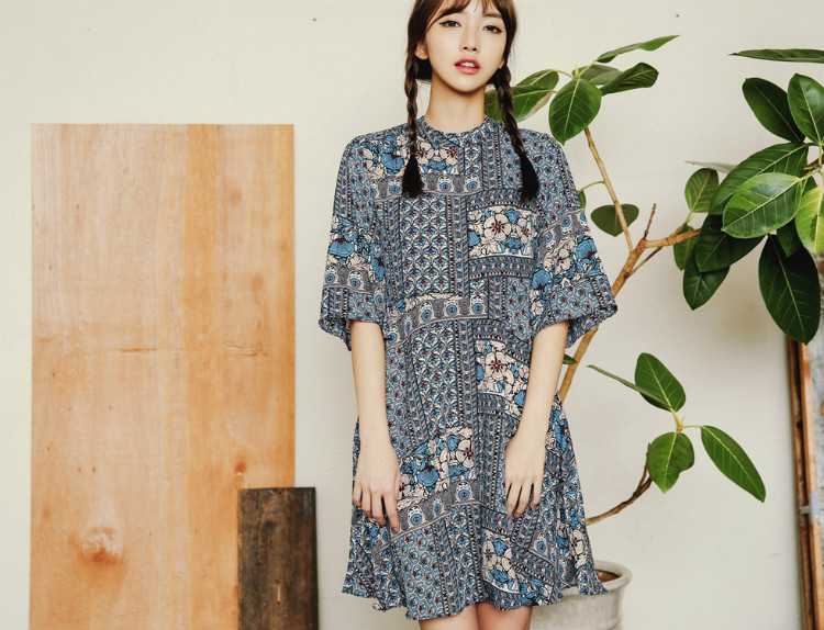 1688 Round neck short-sleeved dress 