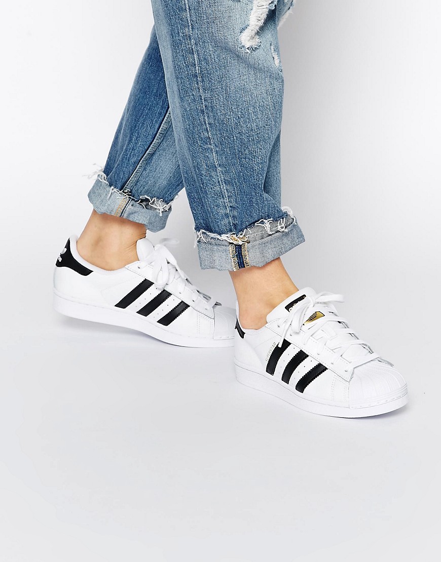 Adidas Superstars in White and Black Stripes