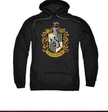 Harry Potter Hufflepuff Crest Adult Black Hoodie