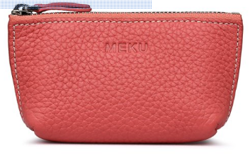 MEKU Womens Leather Zip Coin Purse Key Wallet ID Card Holder