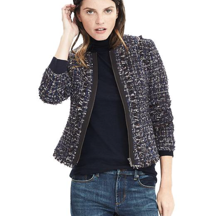 Banana Republic Tweed Collarless Jacket