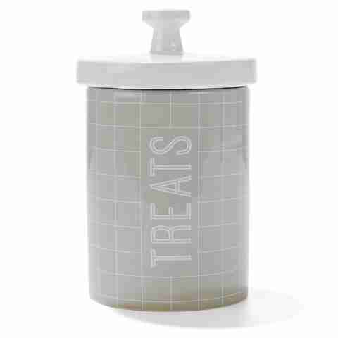 Ceramic Pet Treat Jar - Check Print