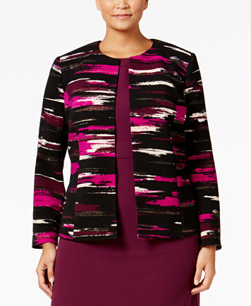 Kasper Plus Size Liverpool Brushstroke-Print Blazer