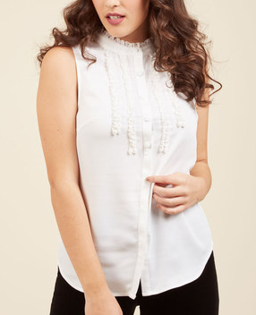 Modcloth Cant Believe My Socialize Sleeveless Top in Ivory