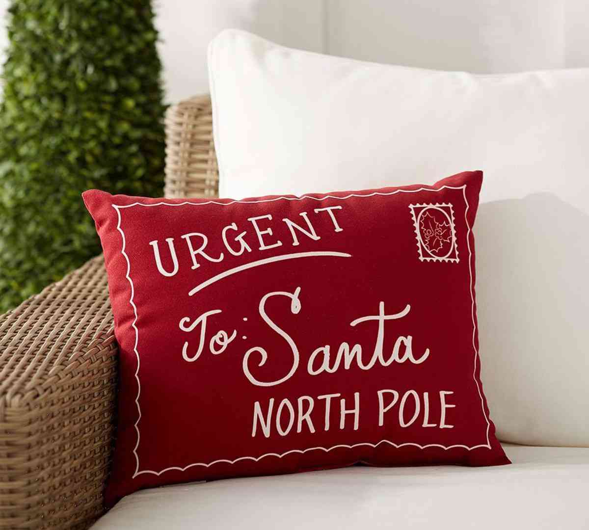 Pottery Barn Santa Letter Indoor/Outdoor Cushion