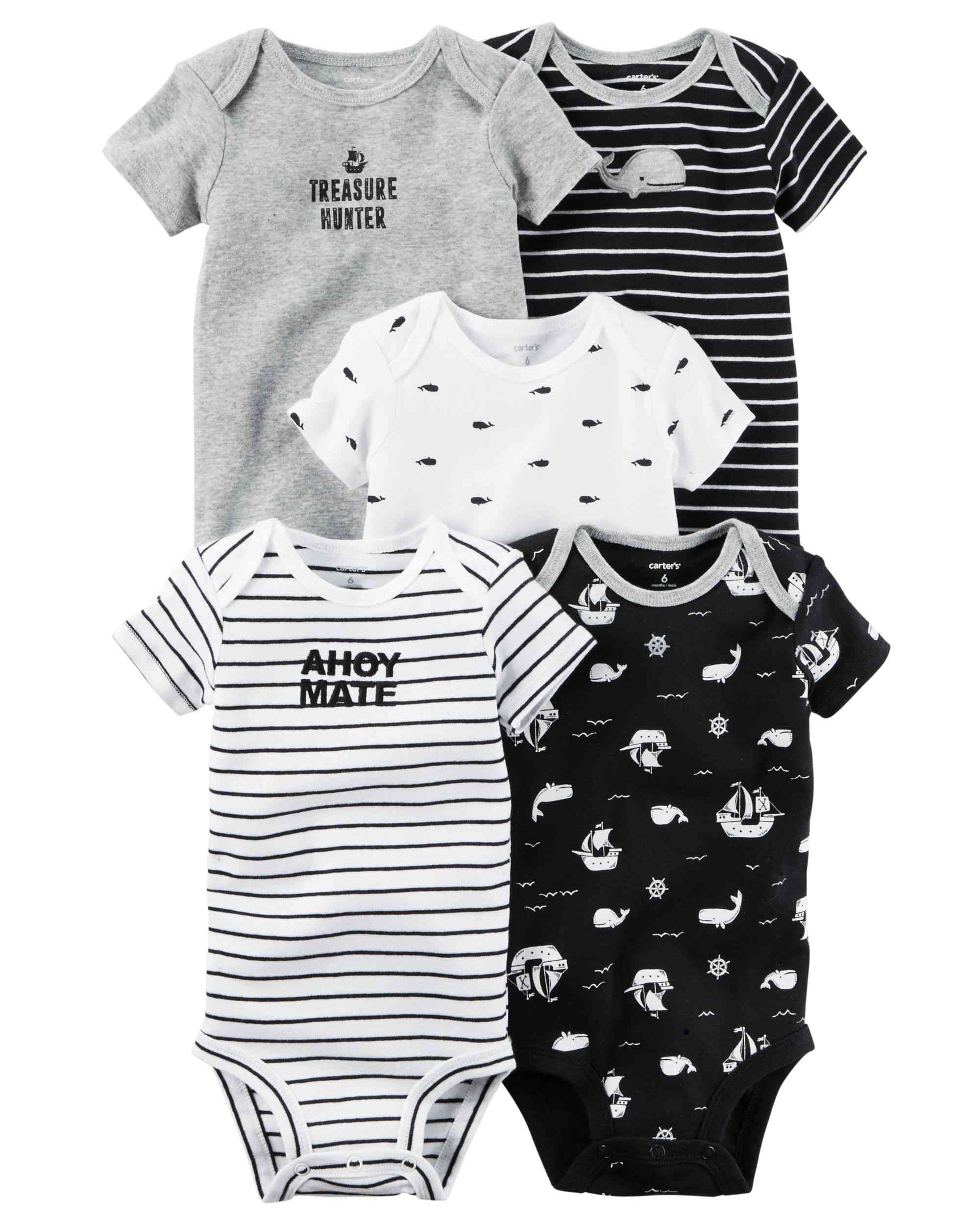 Carters 5-Pack Little Matey Short-Sleeve Original Bodysuits