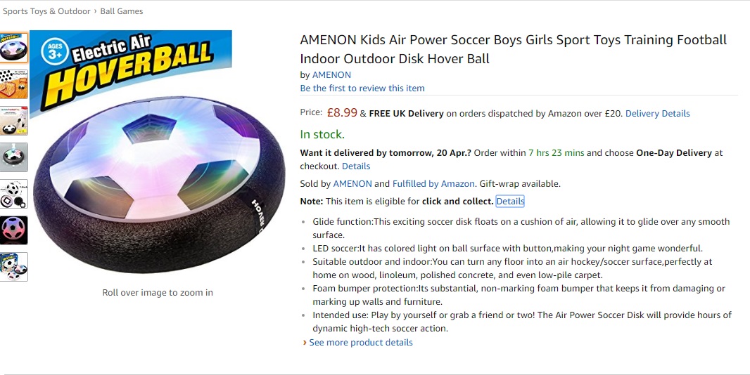 Kids Air Power Soccer Disk Hover Ball