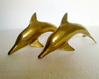 Ornamental Brass Dolphin Paperweight