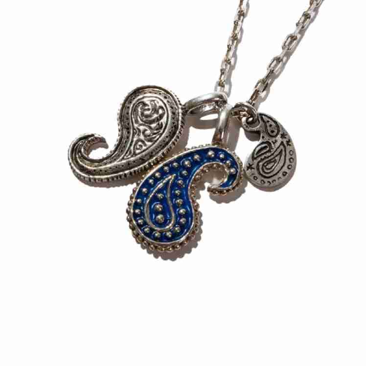 Paisley Pendant x 3 Necklace (silver,blue)