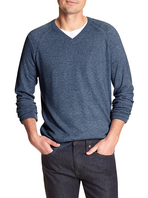 Heather Cotton Vee Sweater