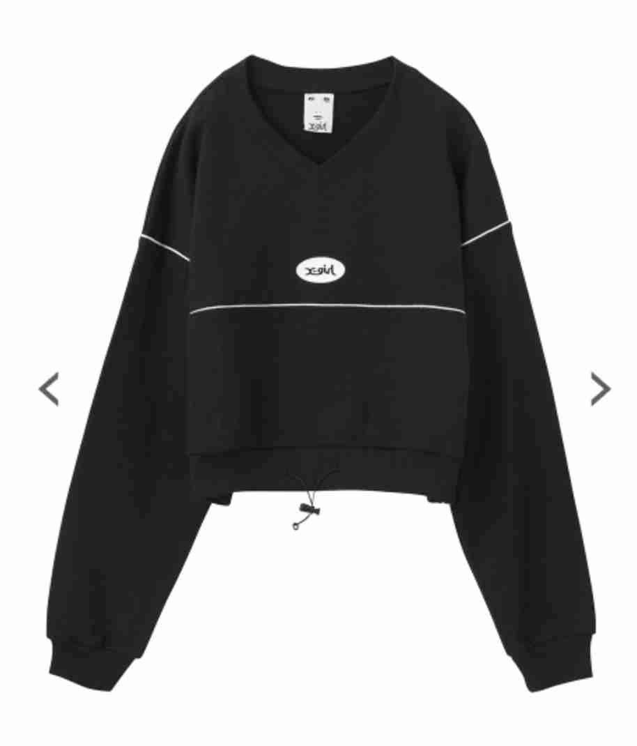 PIPING SHORT SWEAT TOP