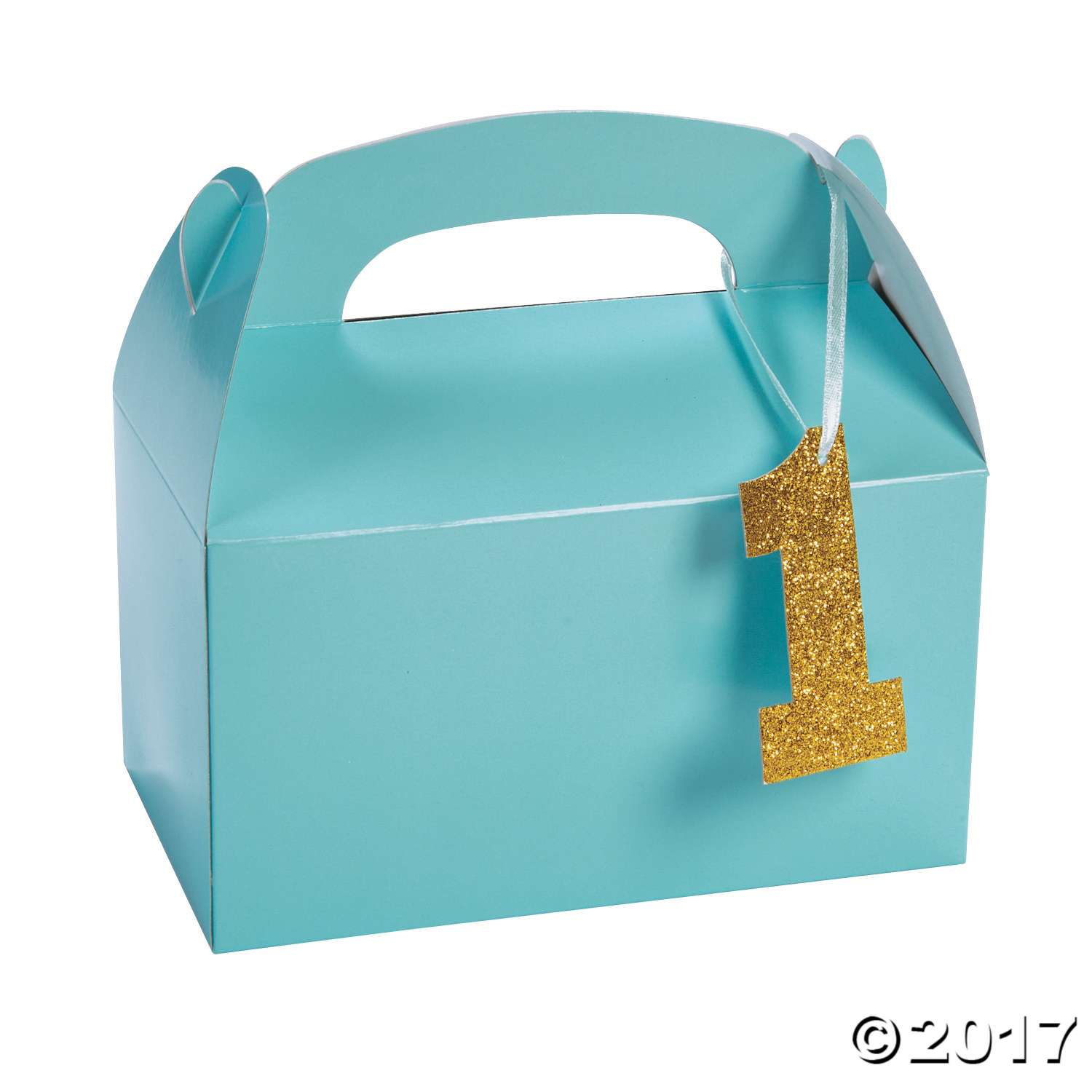1st Birthday Light Blue Birthday Favor Boxes with Tag