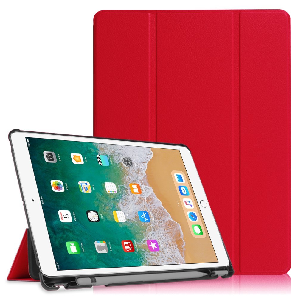 Fintie iPad Pro 10.5 Case with Built-in Apple Pencil Holder - [SlimShell] Ultra Lightweight Standing Protective Cover with Auto Wake / Sleep for Apple iPad Pro 10.5 Inch 2017 Tablet, Red