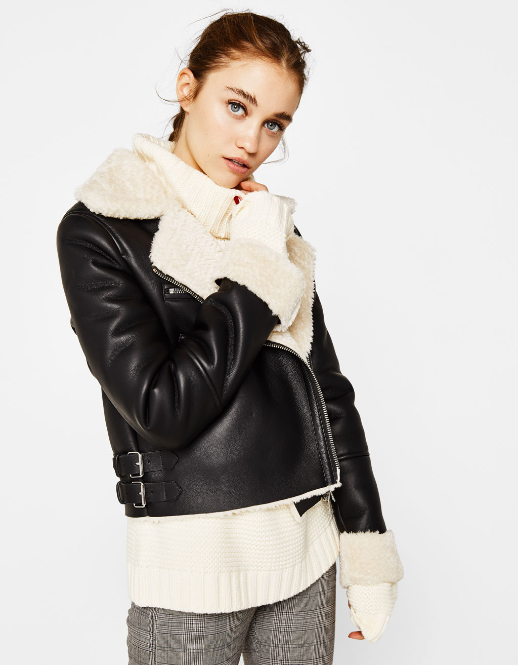 Faux Shearling Biker Jacket