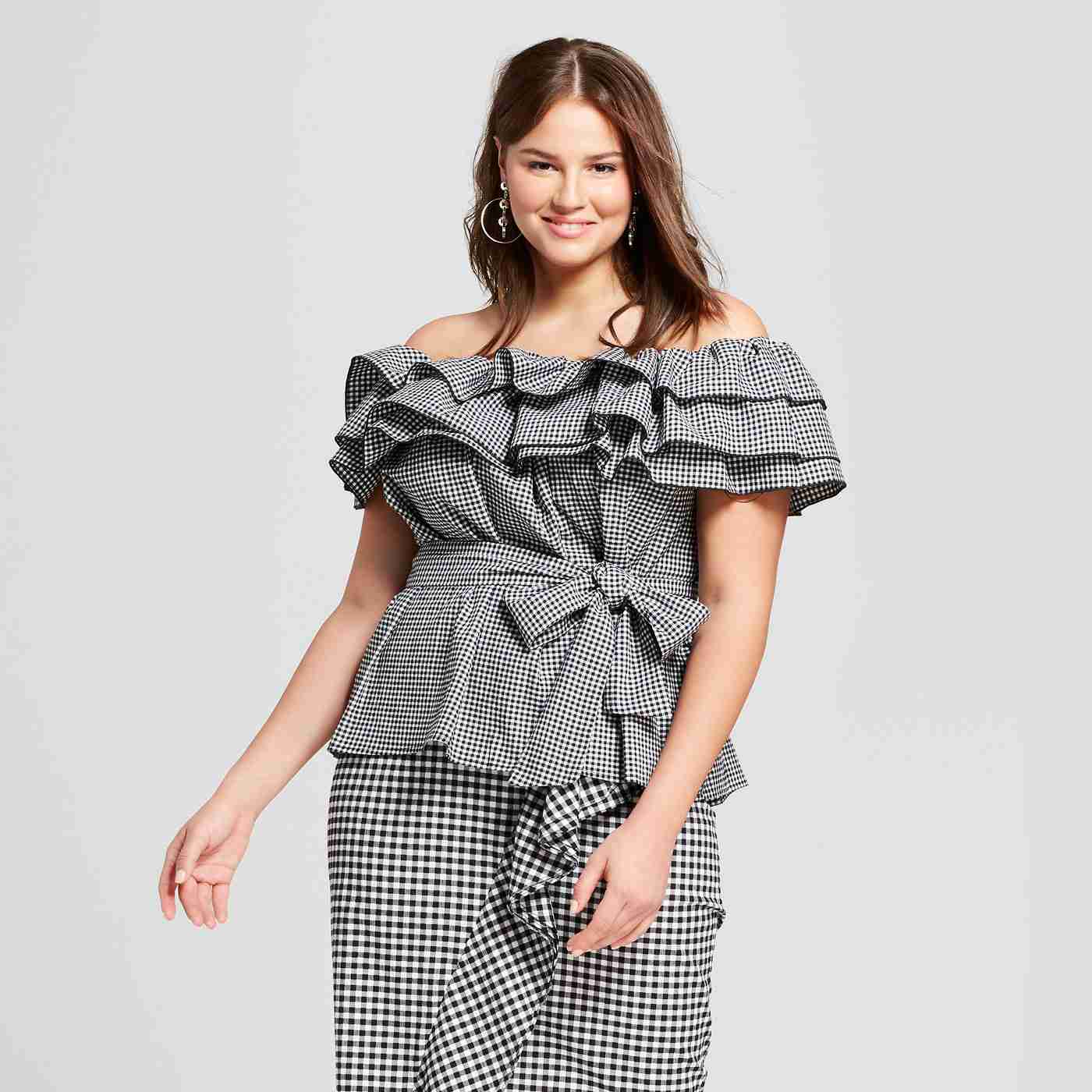 Gingham Ruffle Top