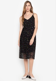 warehouse rainbow spot dress