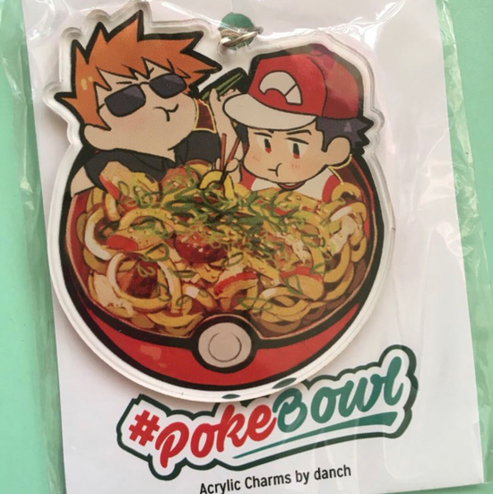 Green Red Trainer player poke bowl acrylic artist keychain keyholder game
