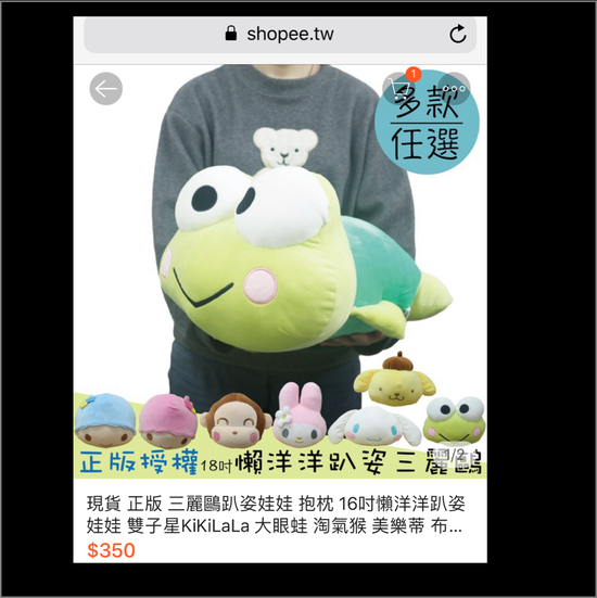 Keroppi Bolster 16