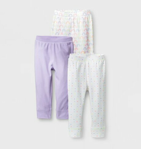 Baby Girl's 3pk Rainbow/Dots/Solid Pants