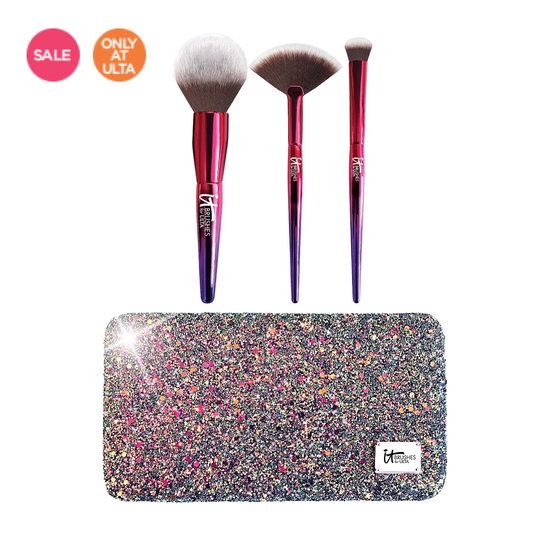 Your Rockstar Brushes Limited Edition 3 Pc Brush Set + Glitter Clutch