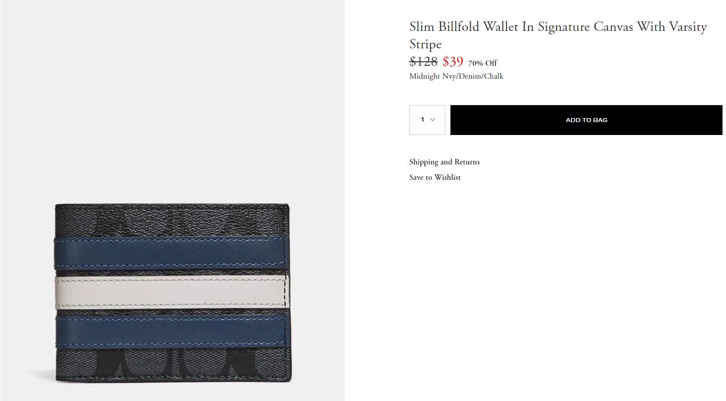 Slim Billfold Wallet In Signature Canvas With Varsity Stripe