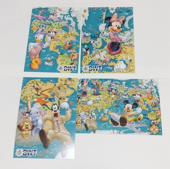 Mickey's World Tours 4 postcard set