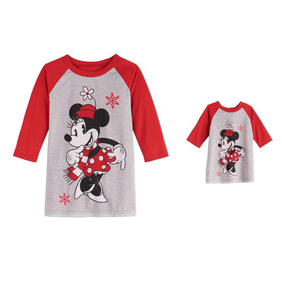 Minnie Mouse Toddler Girl Nightgown & Matching Doll Gown