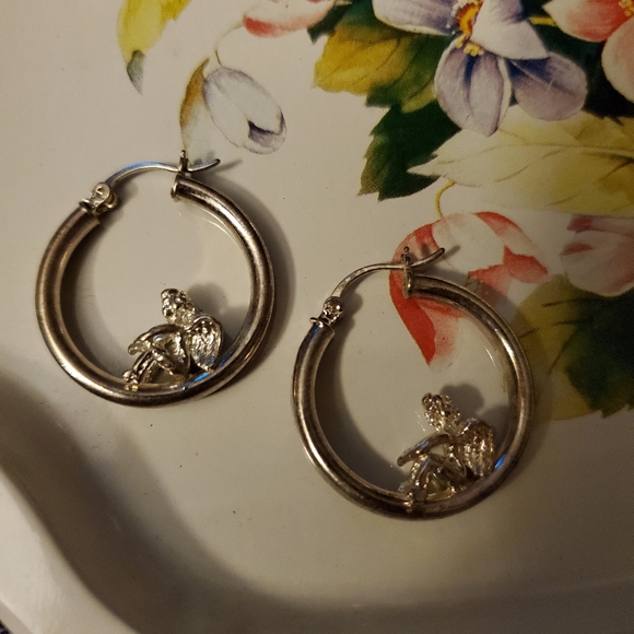 Silver Angel Hoop earrings