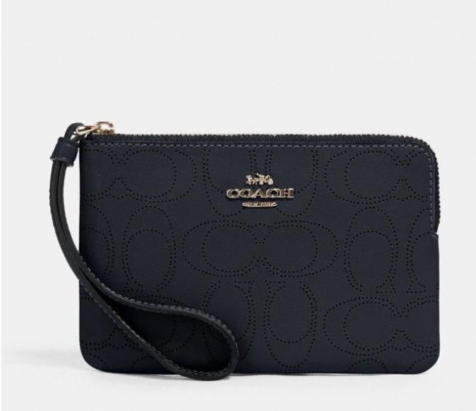 Corner Zip Wristlet In Signature Leather 2961 IMMID