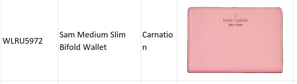 Sam Medium Slim Bifold Wallet WLRU5972 Carnation