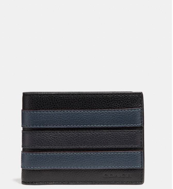 Slim Billfold Wallet With Varsity Stripe	Black/Denim/Midnight Nvy	F26171 N3E
