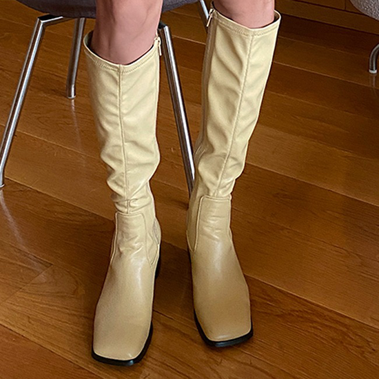 Tall Square Toe Heeled Boot