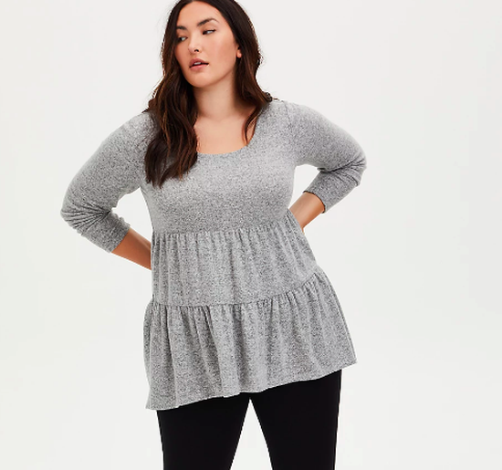 super-soft-Plush Heather Tiered Babydoll Tunic