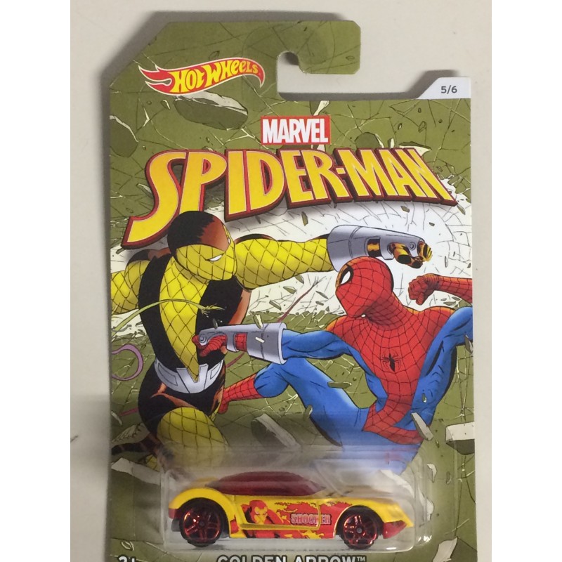 2016 Hot Wheels Marvel Spider-Man/Shocker 5/6 GOLDEN ARROW Yellow w/Red Pr5 Sp