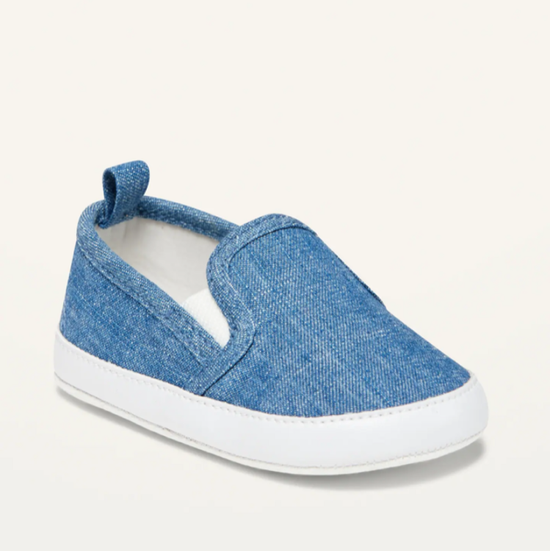 Unisex Chambray Slip-On Sneakers for Baby
