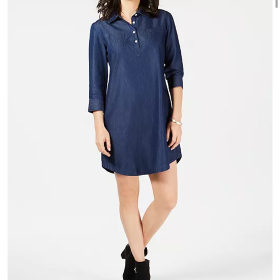 Petite Cotton Chambray Dress, Created for Macy's