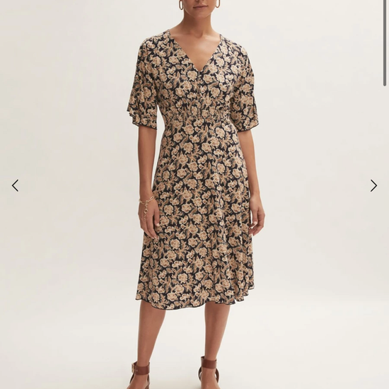 Floral brocade jersey dress