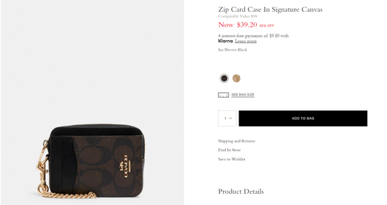 Zip Card Case In Signature Canvas_Im.Brown Black