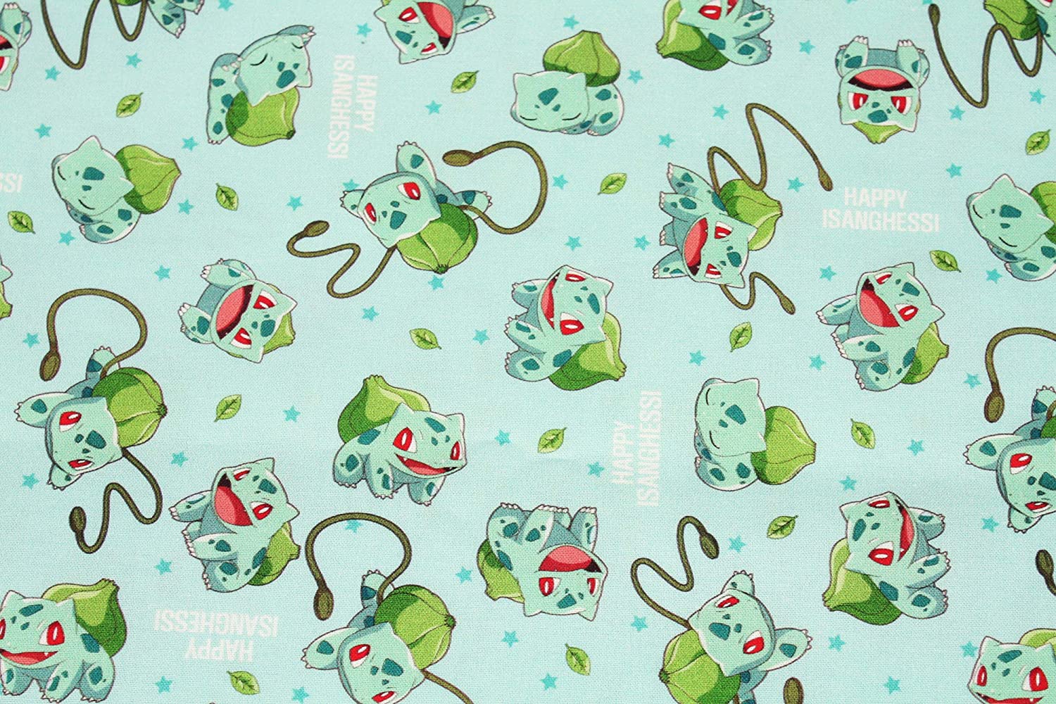 Character Fabric Pok-mon Bulbasaur 100% Cotton Sheeting Pocket Monster Pokemon 17.7 x 43.3 inches (45 x 110 cm)