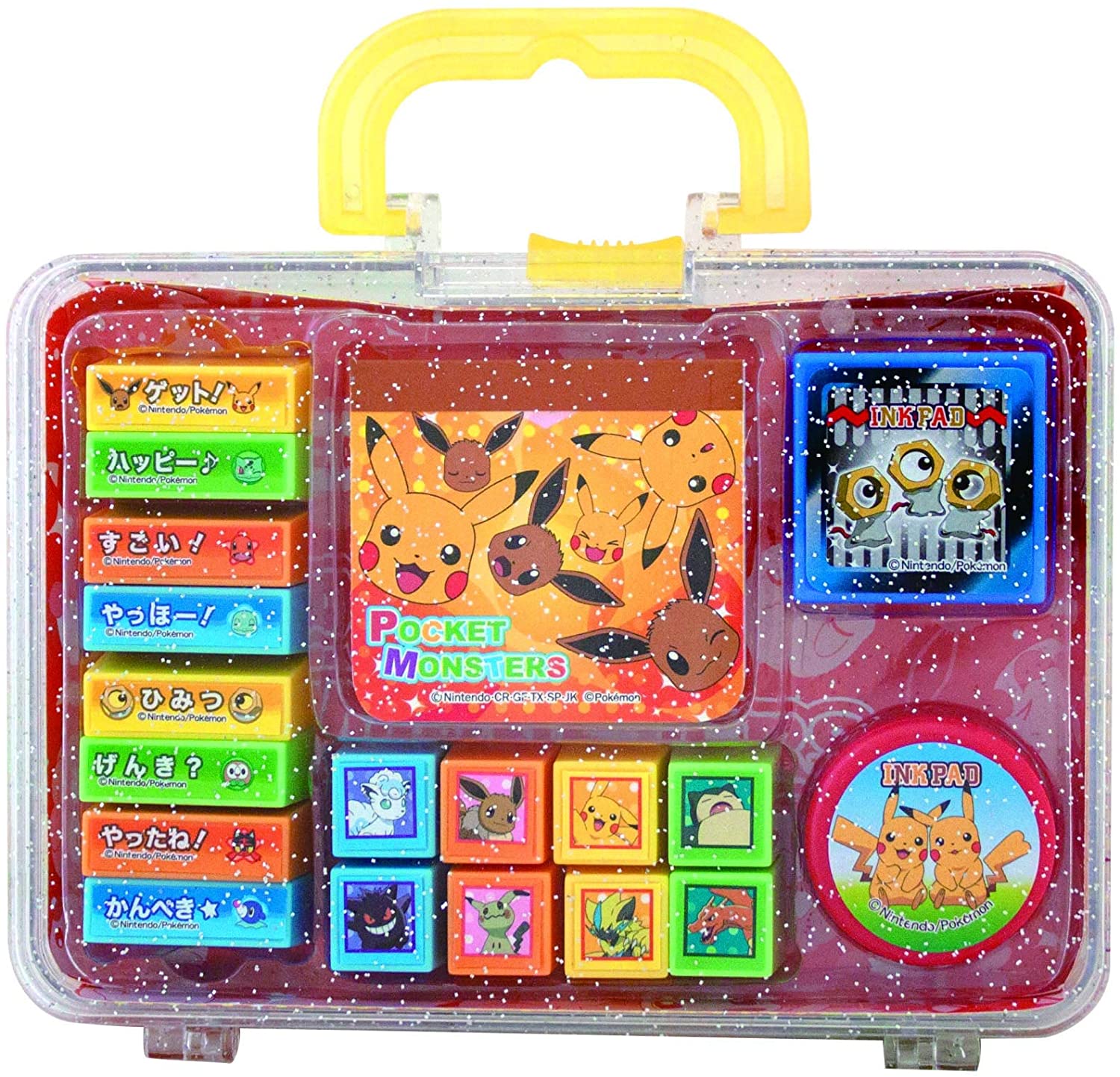 Marusho Pok-mon Mini Stamp Set, 16 Stamps, 2 Stamp Stands, 1 Notepad