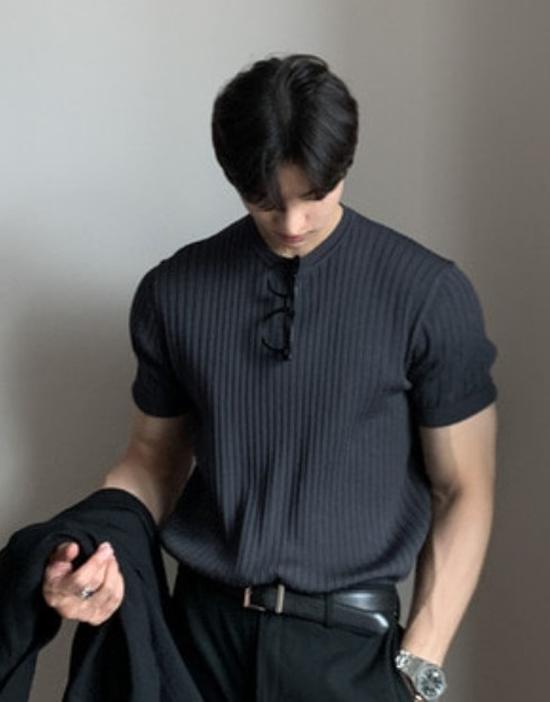 LOOK LUTON MUSCLE FIT ICE RIBBER COLLAR/ROUND Knit 1+1 EVENT