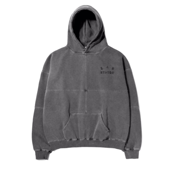 IAB Studio Blocked Pigment Hoodie Black